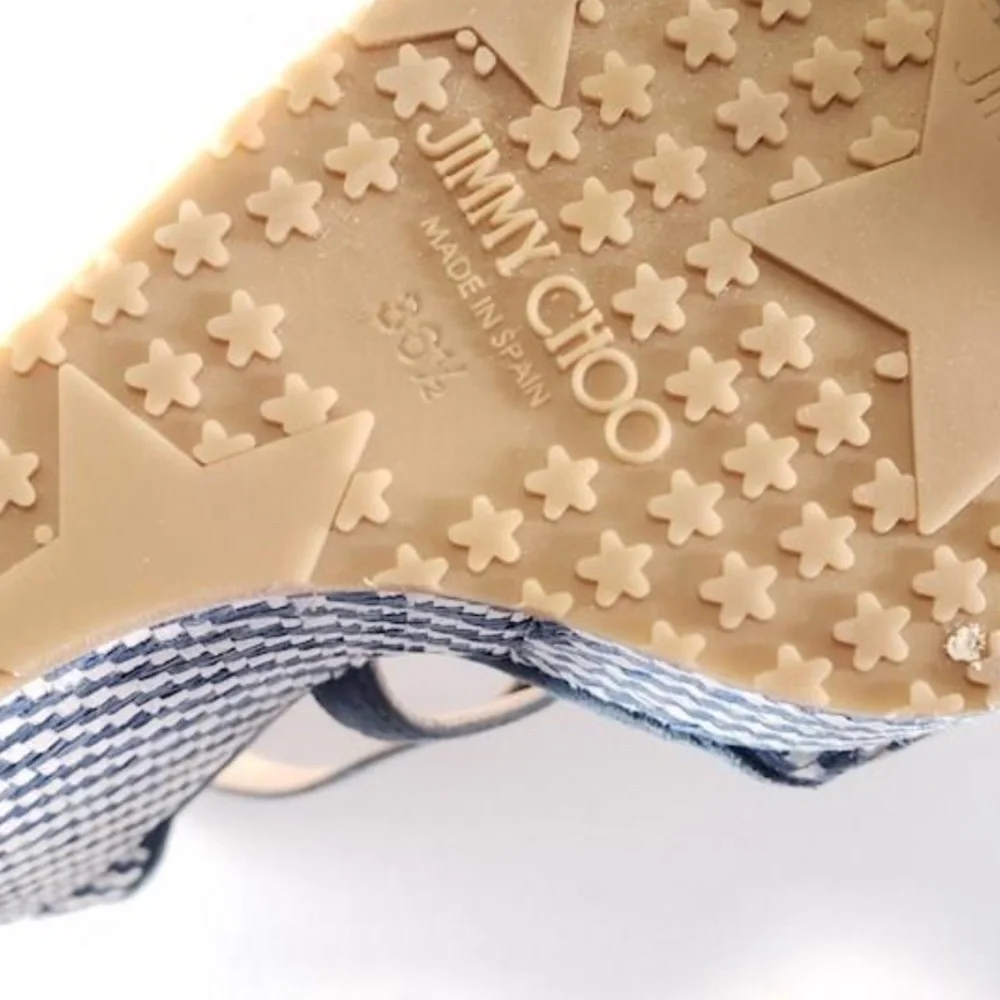 Jimmy Choo Portia 120 Raffia Wedge Sandals Authentic